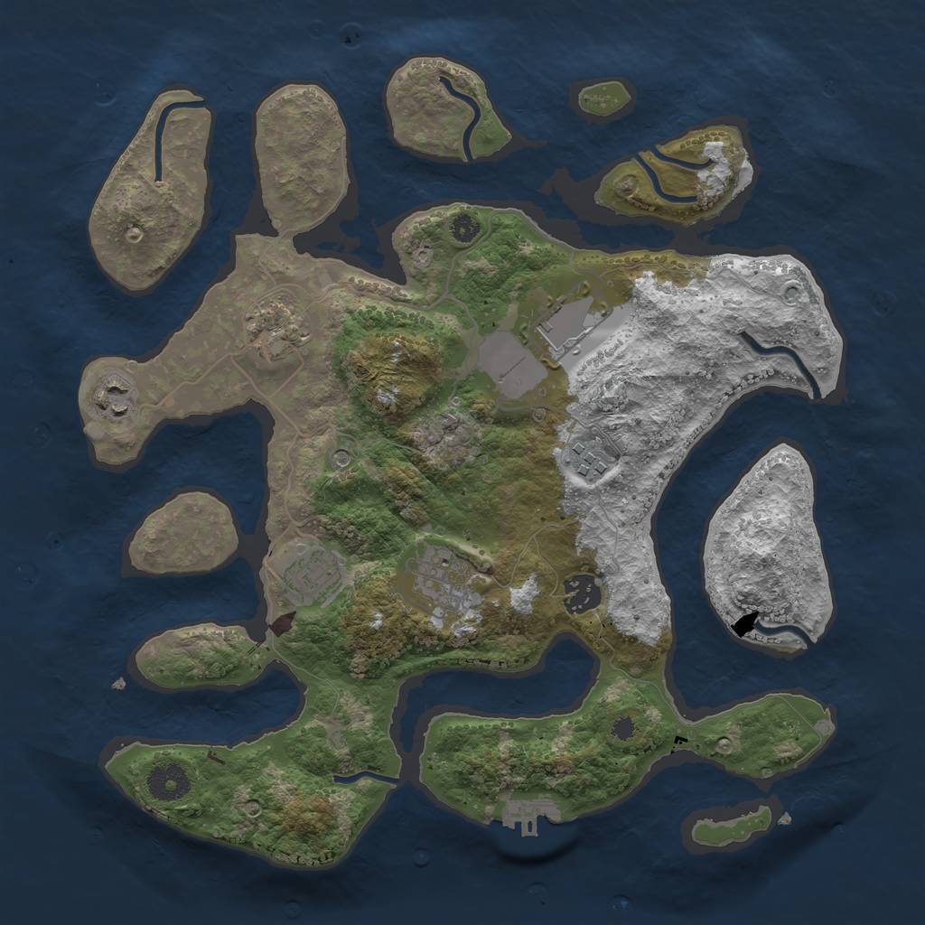 Rust Map: Procedural Map, Size: 3500, Seed: 497328, 11 Monuments