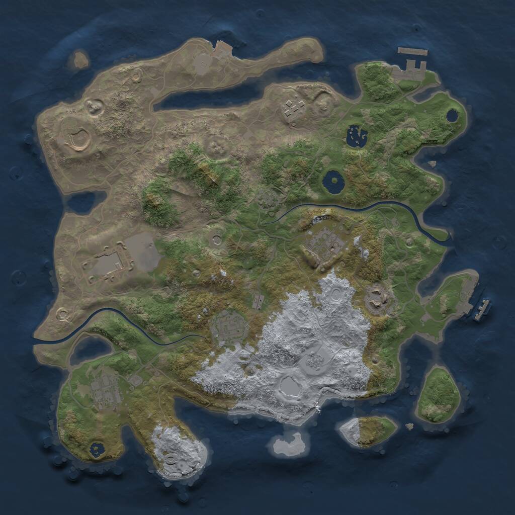 Rust Map: Procedural Map, Size: 3500, Seed: 980249, 14 Monuments