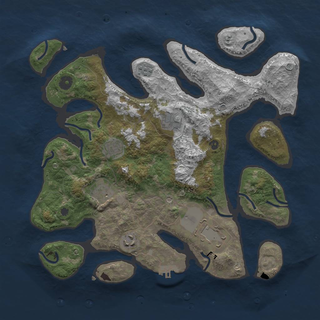 Rust Map: Procedural Map, Size: 3500, Seed: 818383, 10 Monuments