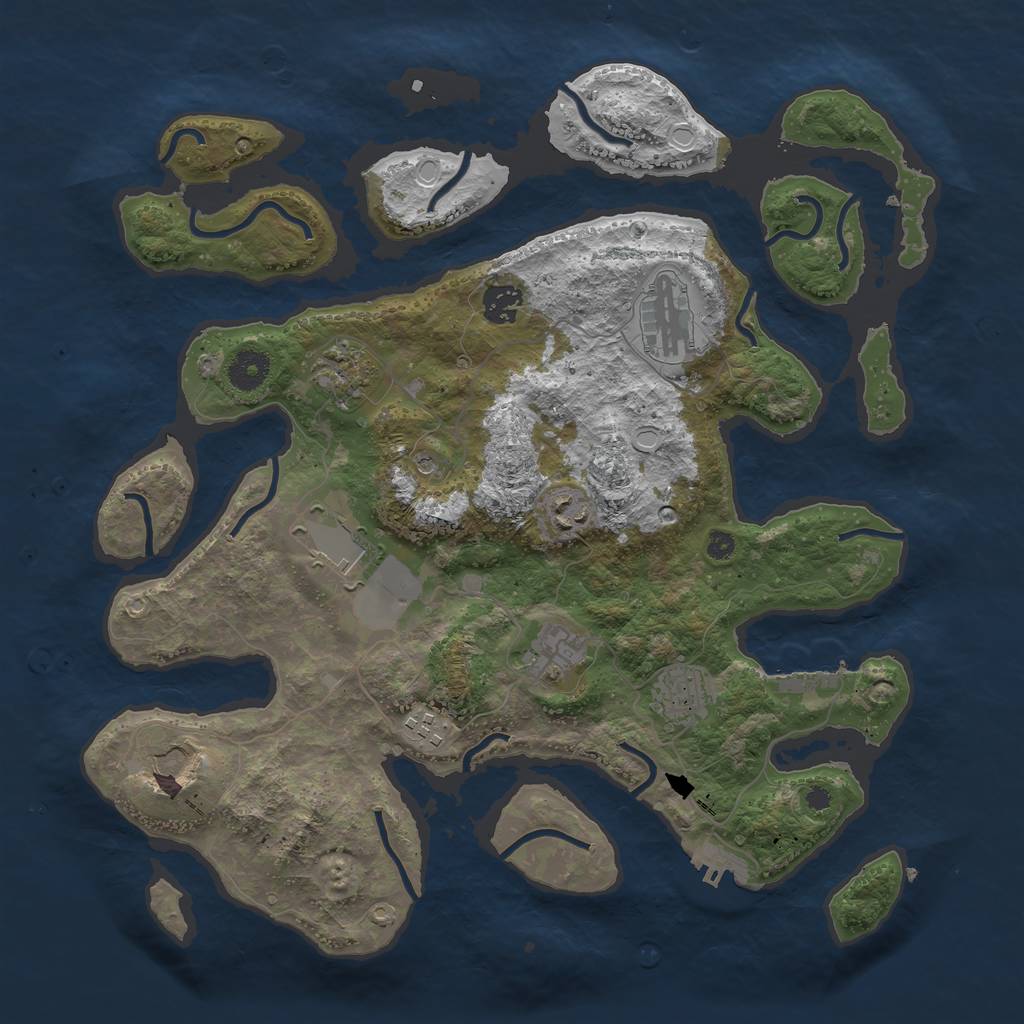 Rust Map: Procedural Map, Size: 3800, Seed: 7052021, 17 Monuments