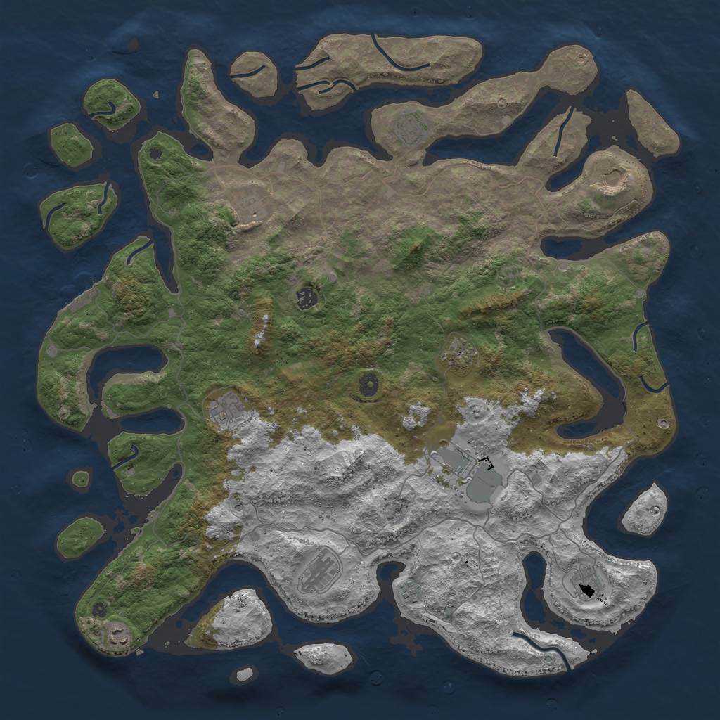 Rust Map: Procedural Map, Size: 5000, Seed: 735181784, 15 Monuments