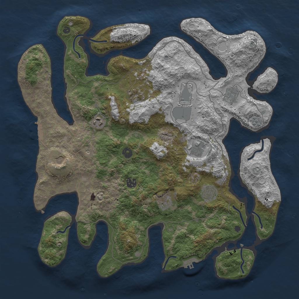 Rust Map: Procedural Map, Size: 4300, Seed: 871146754, 18 Monuments