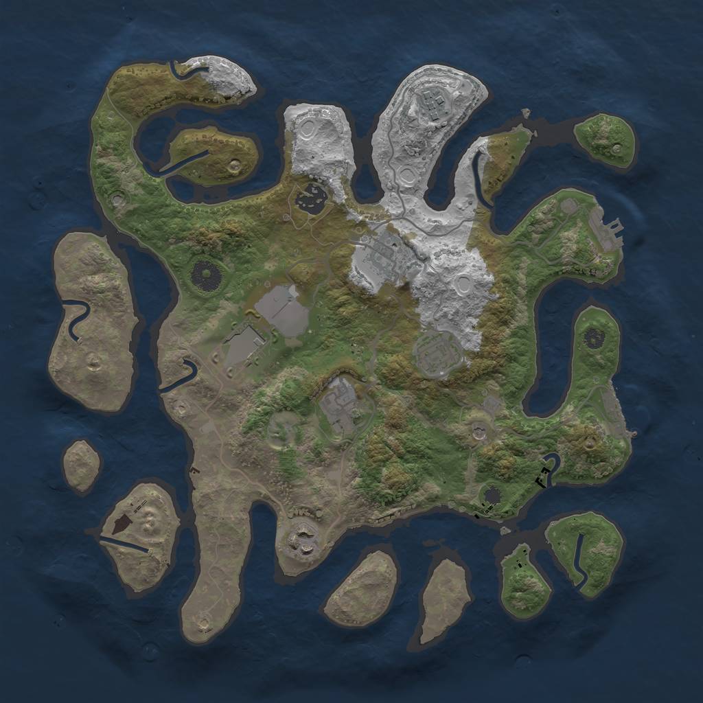 Rust Map: Procedural Map, Size: 3500, Seed: 618319, 18 Monuments