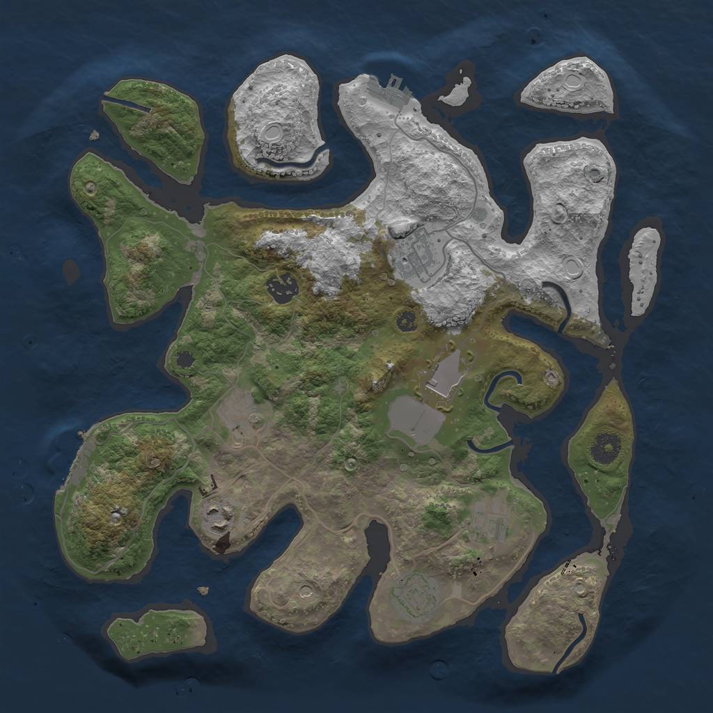 Rust Map: Procedural Map, Size: 3500, Seed: 4316, 18 Monuments