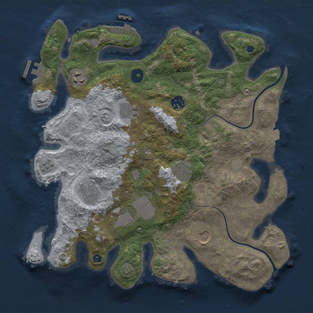 Rust Map: Procedural Map, Size: 3500, Seed: 1213, 14 Monuments