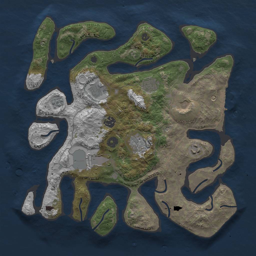 Rust Map: Procedural Map, Size: 3500, Seed: 1213, 15 Monuments