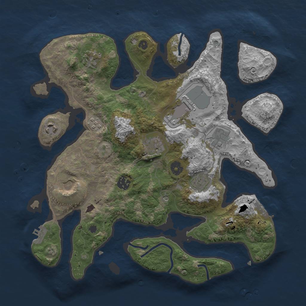 Rust Map: Procedural Map, Size: 3500, Seed: 738, 20 Monuments