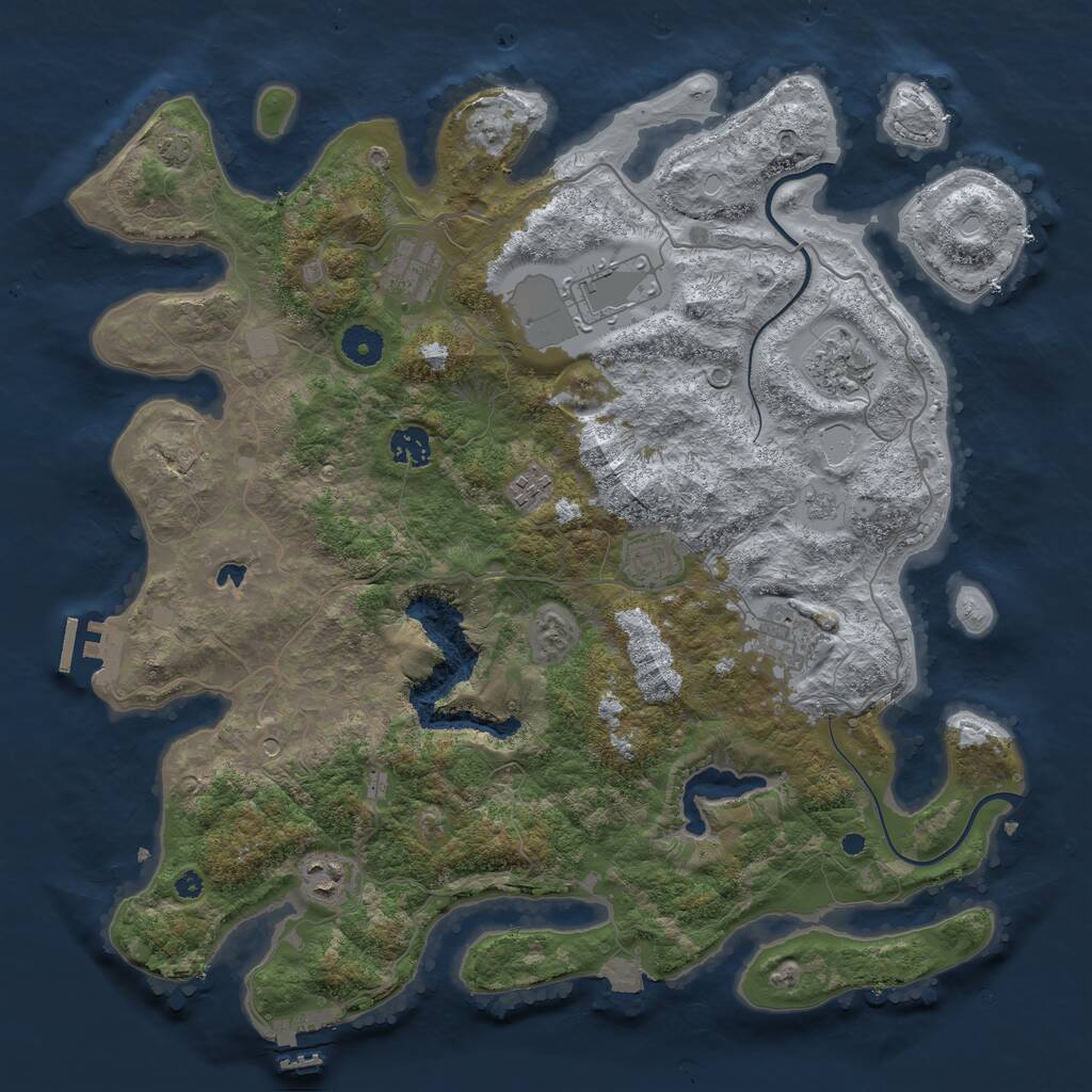 Rust Map: Procedural Map, Size: 4000, Seed: 39526, 14 Monuments