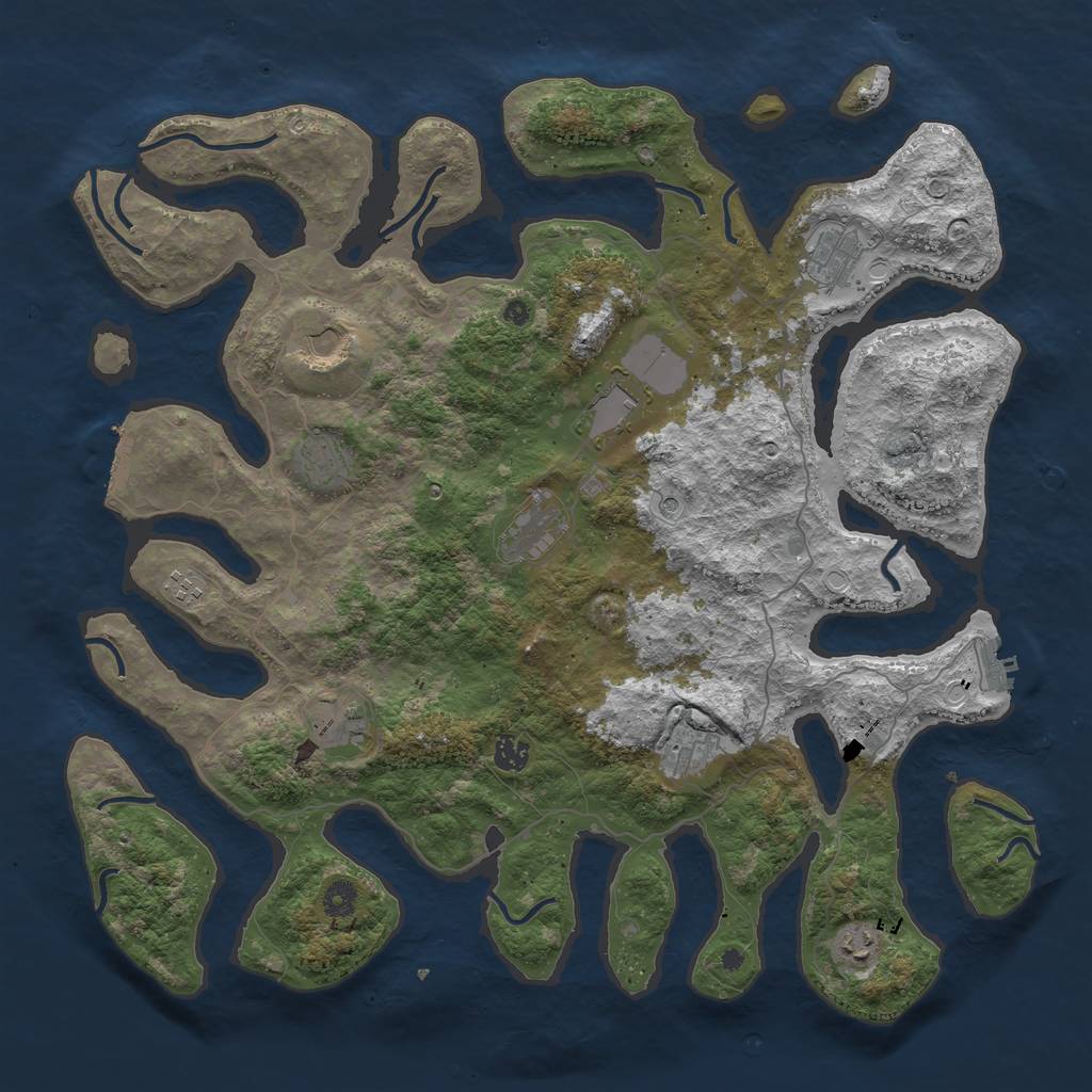 Rust Map: Procedural Map, Size: 4500, Seed: 9644124, 18 Monuments