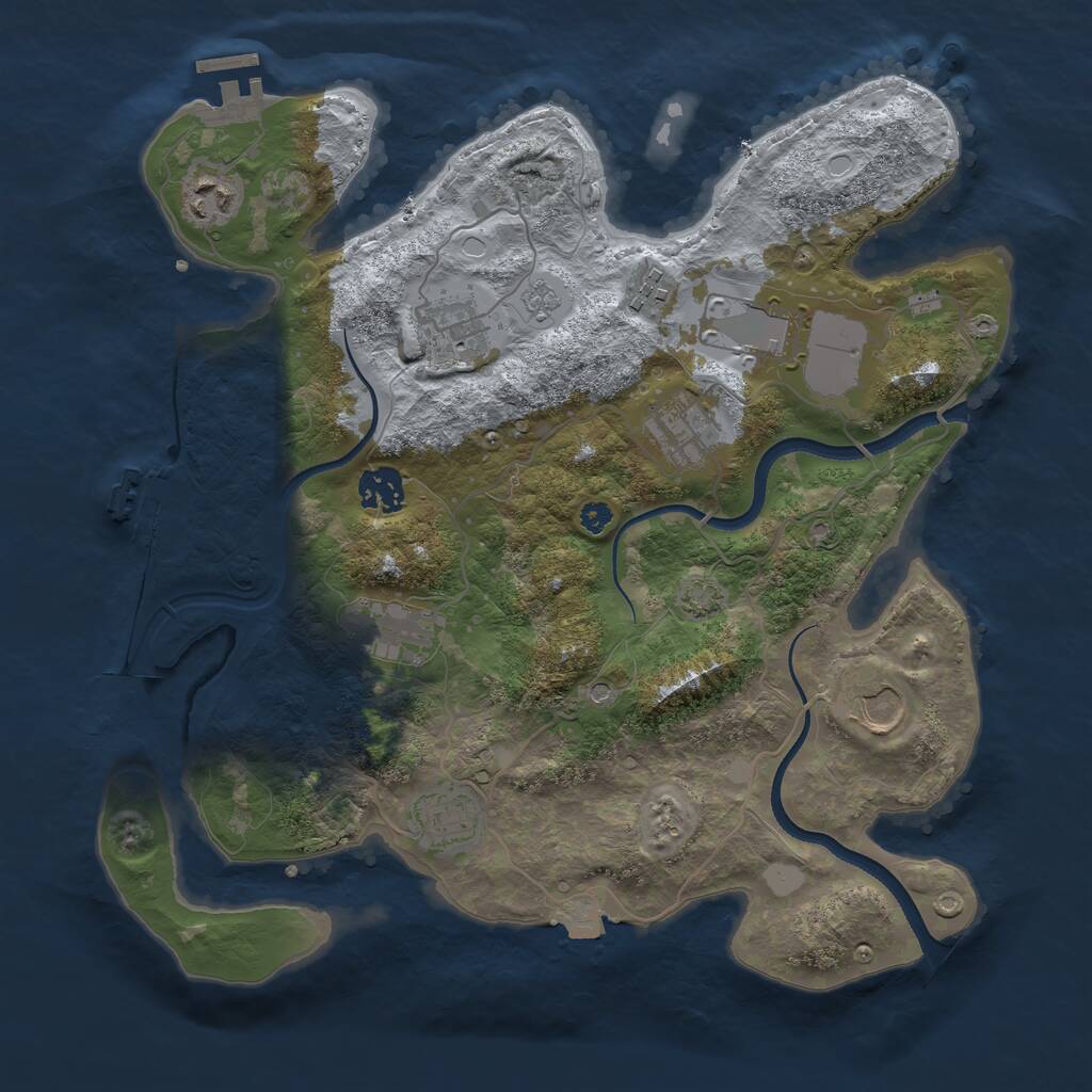 Rust Map: Procedural Map, Size: 3500, Seed: 110551635, 15 Monuments