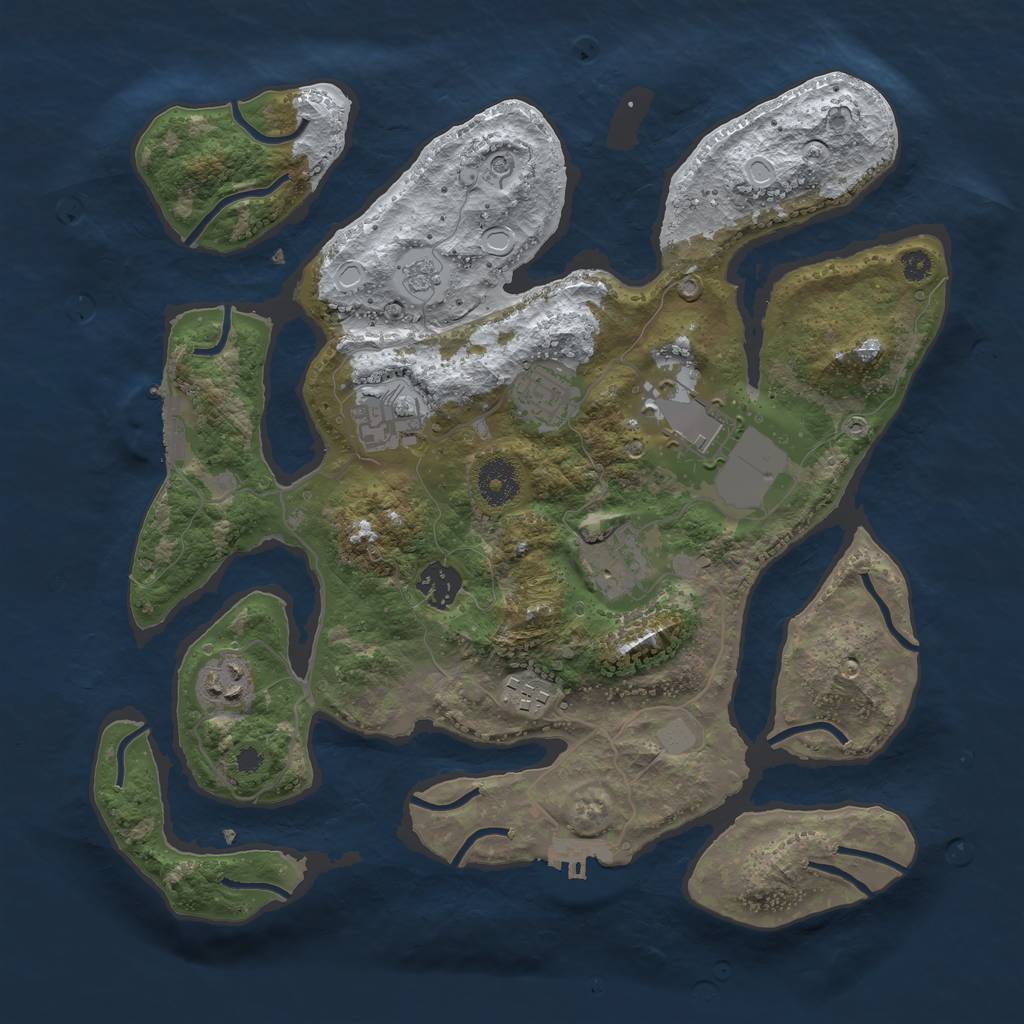 Rust Map: Procedural Map, Size: 3500, Seed: 110551635, 16 Monuments