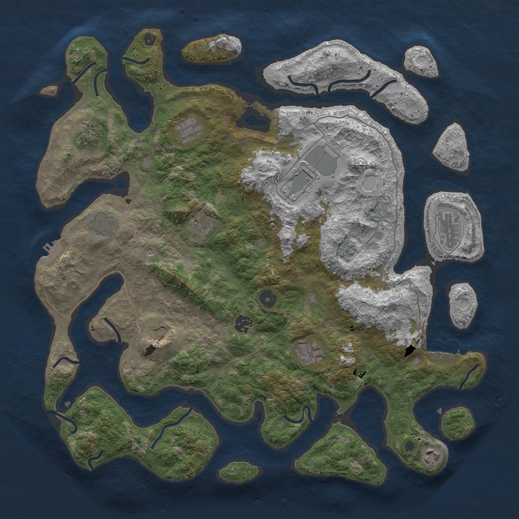 Rust Map: Procedural Map, Size: 4500, Seed: 755559, 19 Monuments