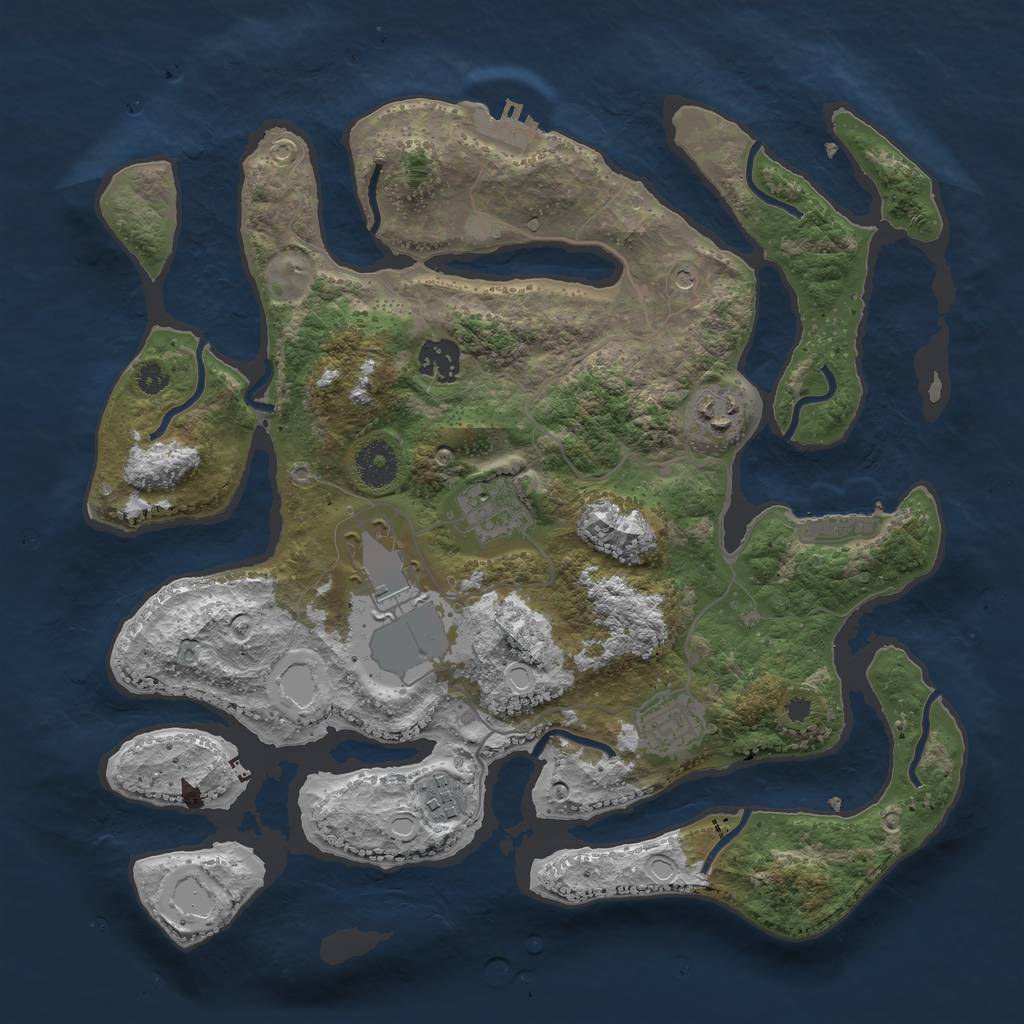 Rust Map: Procedural Map, Size: 3500, Seed: 179718293, 14 Monuments