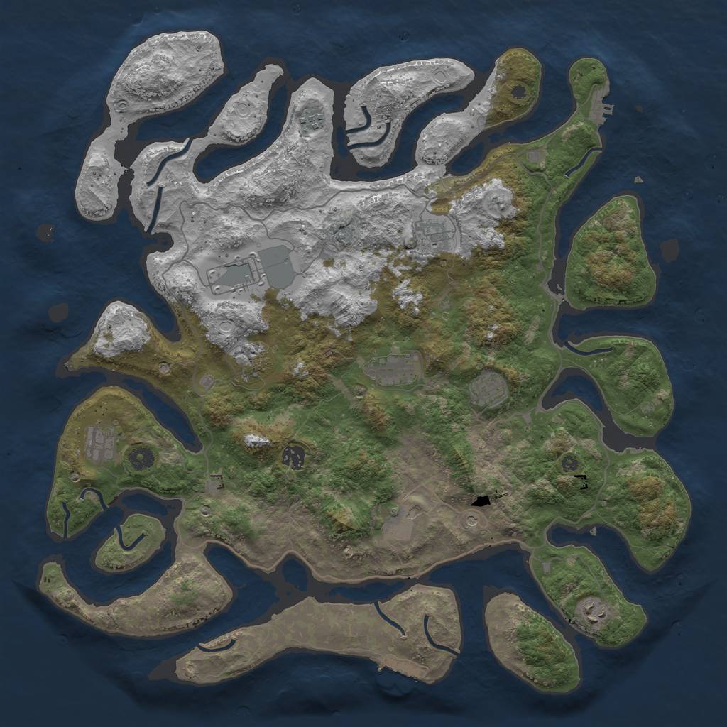 Rust Map: Procedural Map, Size: 4500, Seed: 28040407, 18 Monuments