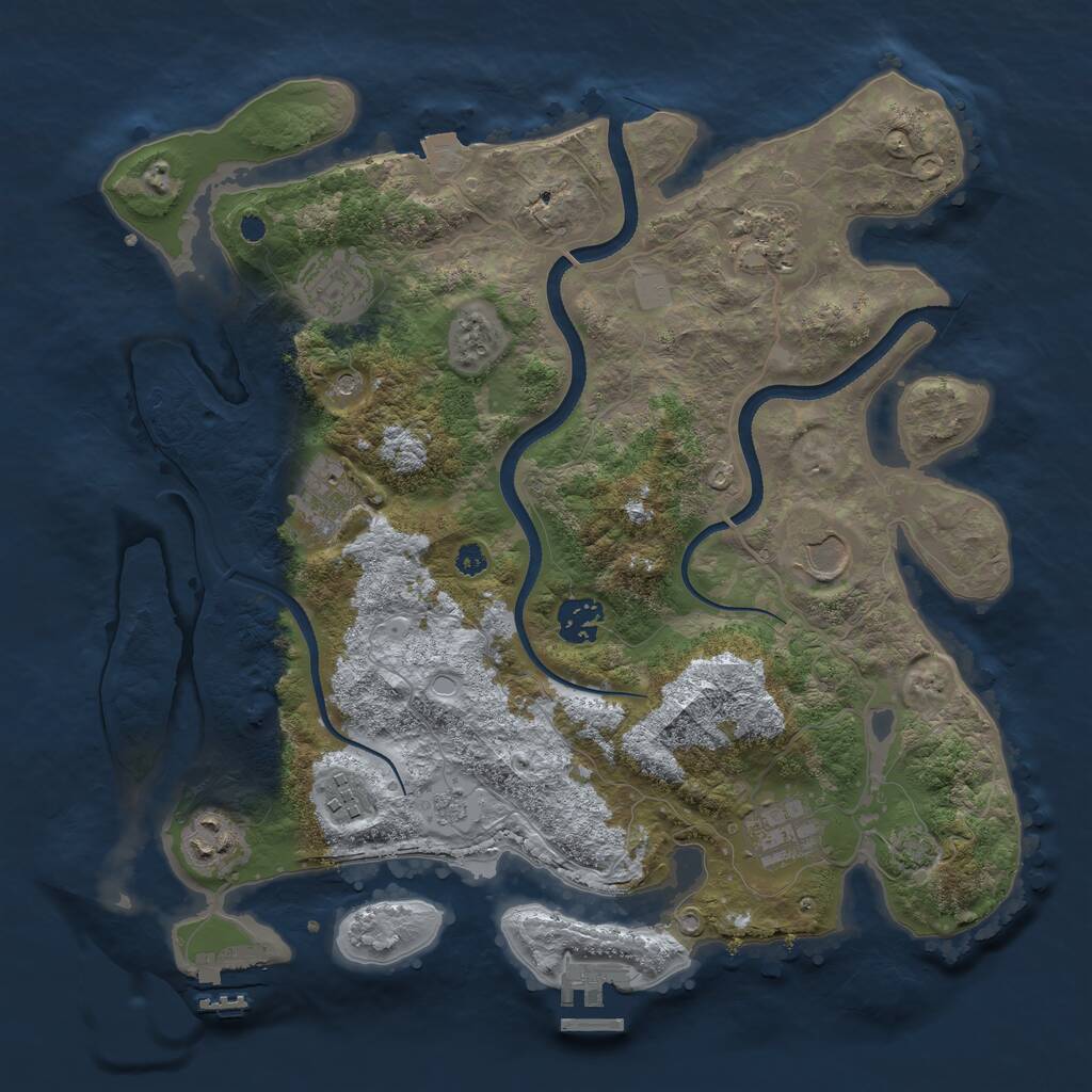 Rust Map: Procedural Map, Size: 3500, Seed: 622582, 14 Monuments