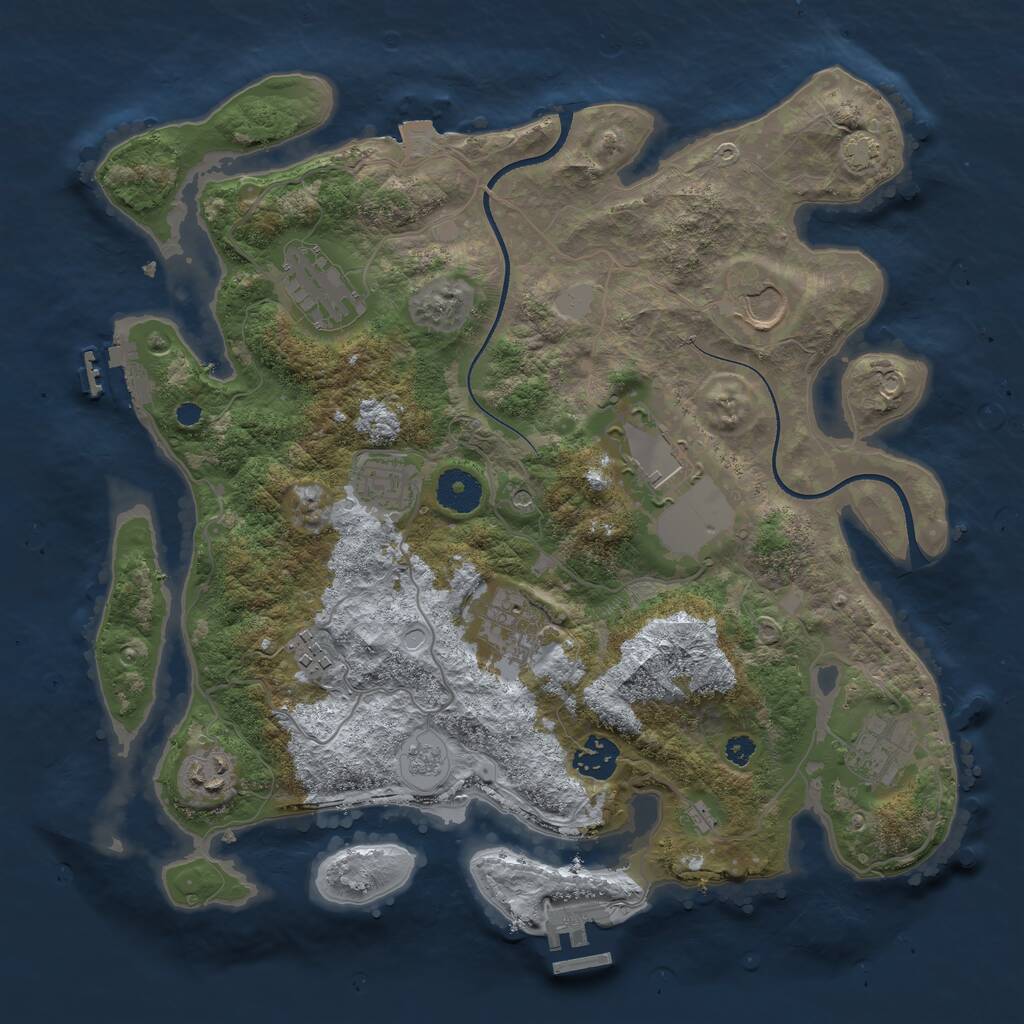 Rust Map: Procedural Map, Size: 3500, Seed: 622582, 15 Monuments