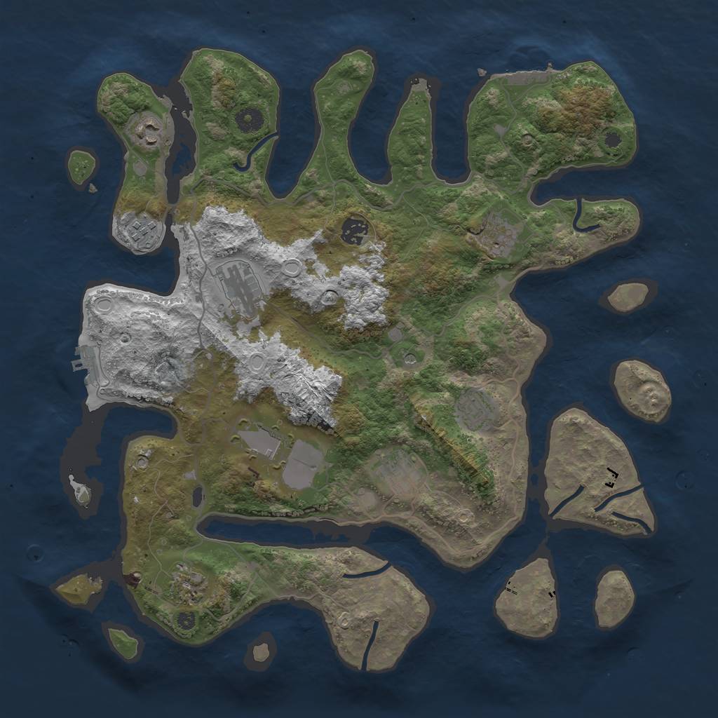 Rust Map: Procedural Map, Size: 4000, Seed: 5894688, 17 Monuments