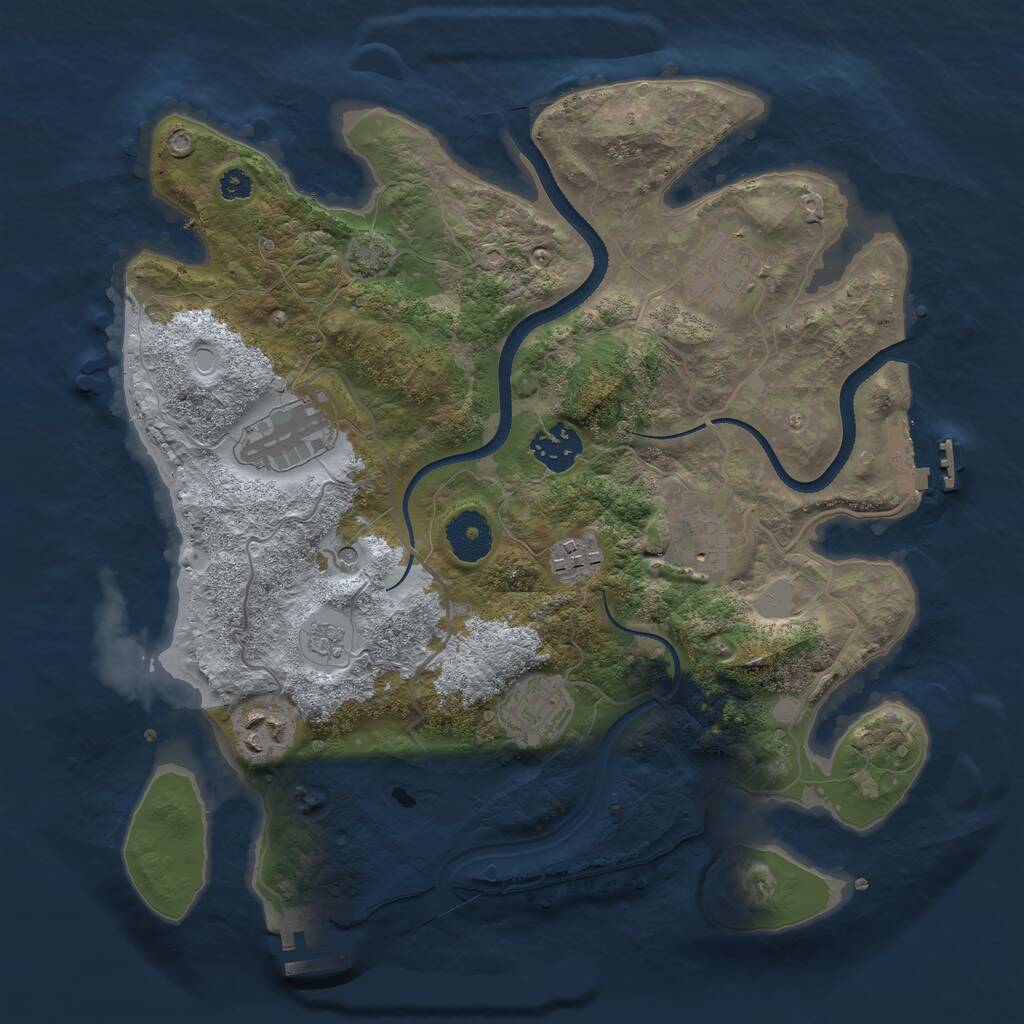 Rust Map: Procedural Map, Size: 3250, Seed: 1447077, 13 Monuments