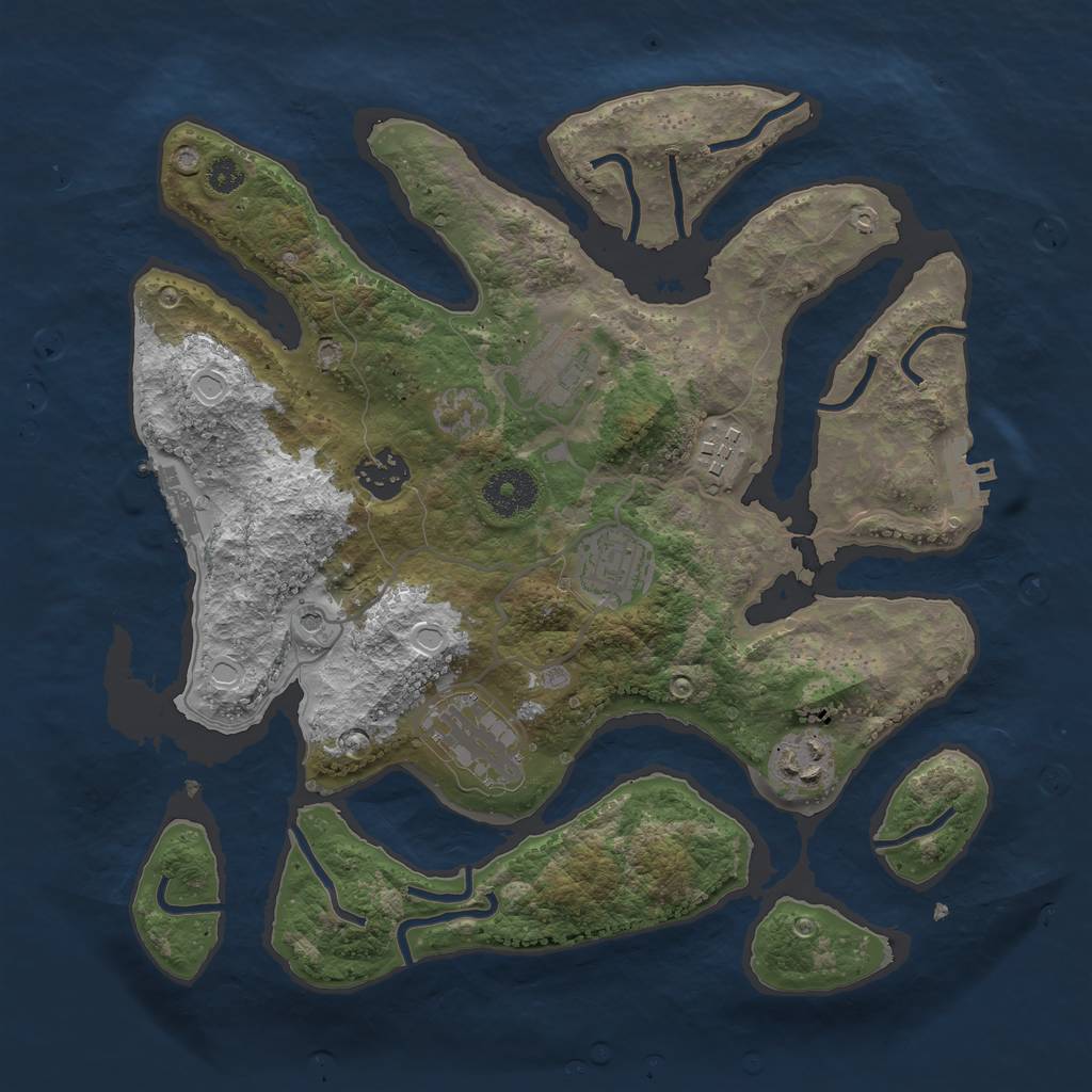 Rust Map: Procedural Map, Size: 3250, Seed: 1447077, 14 Monuments