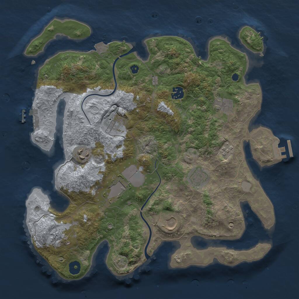 Rust Map: Procedural Map, Size: 3500, Seed: 408758, 13 Monuments