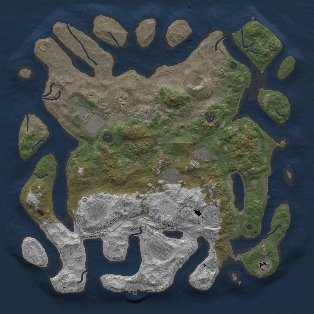 Rust Map: Procedural Map, Size: 4500, Seed: 20705, 22 Monuments