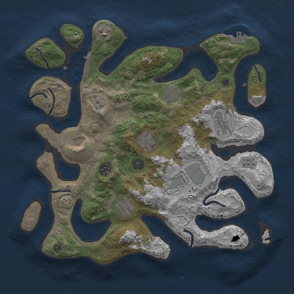 Rust Map: Procedural Map, Size: 3700, Seed: 154105458, 17 Monuments