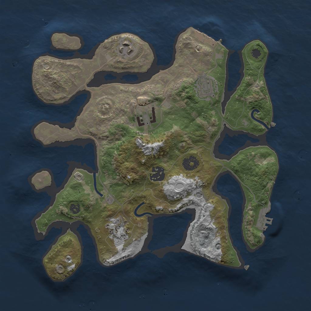 Rust Map: Procedural Map, Size: 3000, Seed: 2398, 13 Monuments