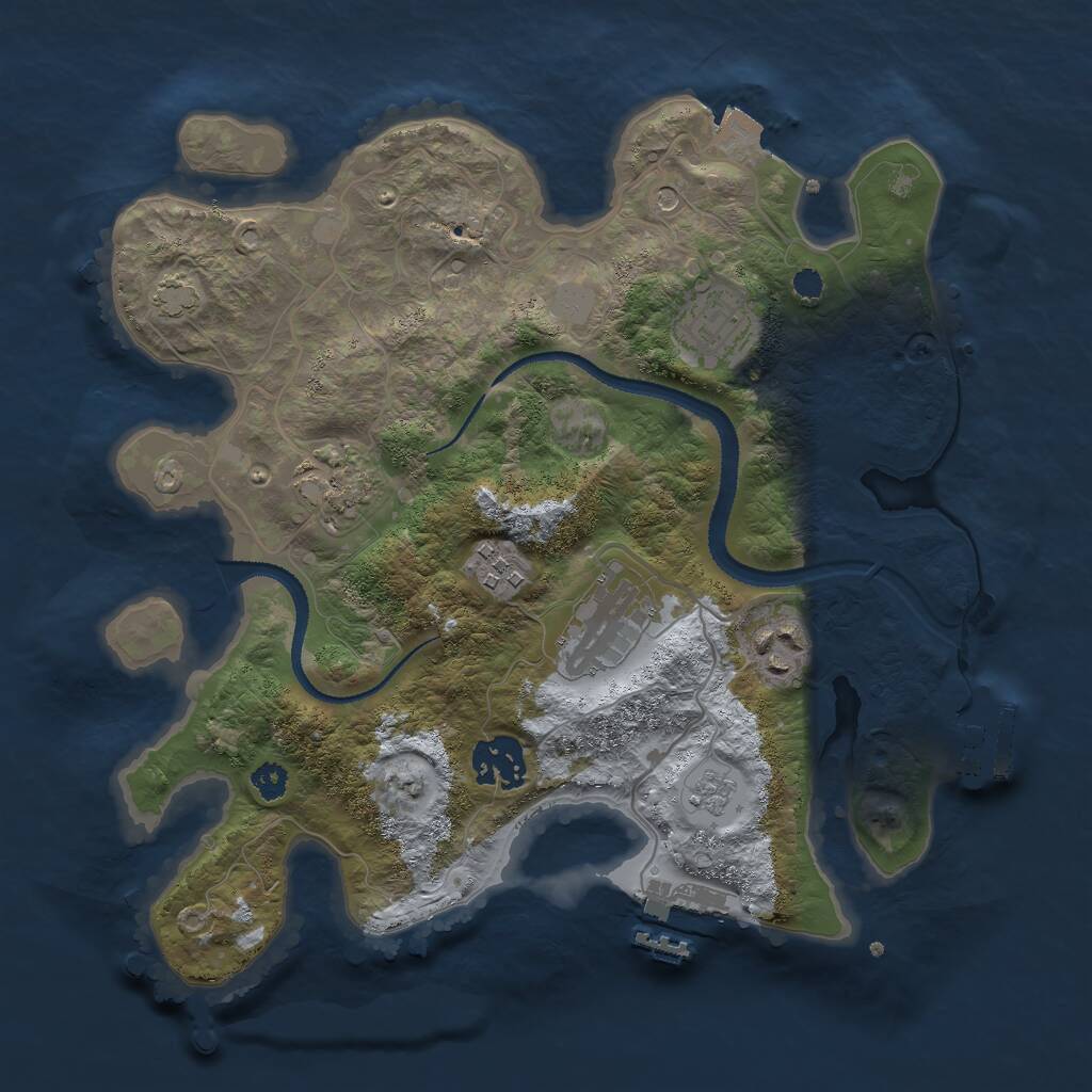 Rust Map: Procedural Map, Size: 3000, Seed: 2398, 14 Monuments