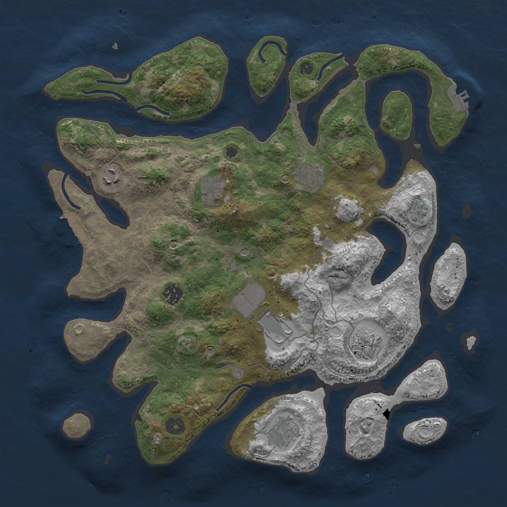 Rust Map: Procedural Map, Size: 4000, Seed: 756510, 16 Monuments