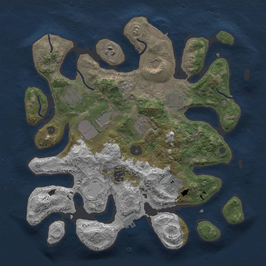 Rust Map: Procedural Map, Size: 3500, Seed: 987937529, 20 Monuments