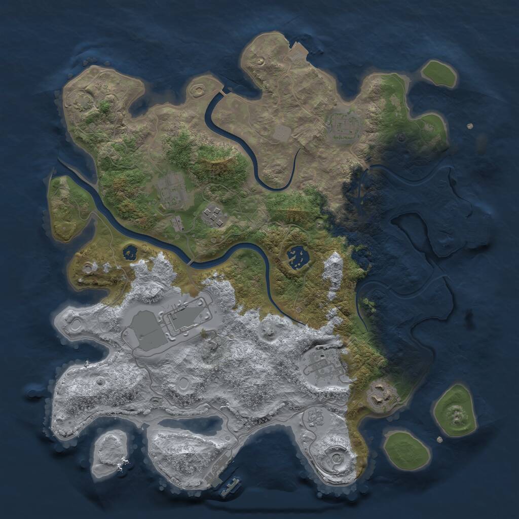 Rust Map: Procedural Map, Size: 3500, Seed: 987937529, 13 Monuments