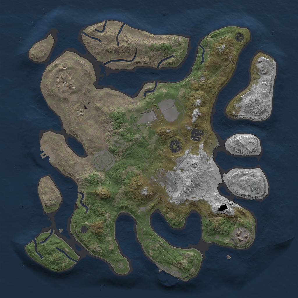 Rust Map: Procedural Map, Size: 3500, Seed: 194366, 14 Monuments