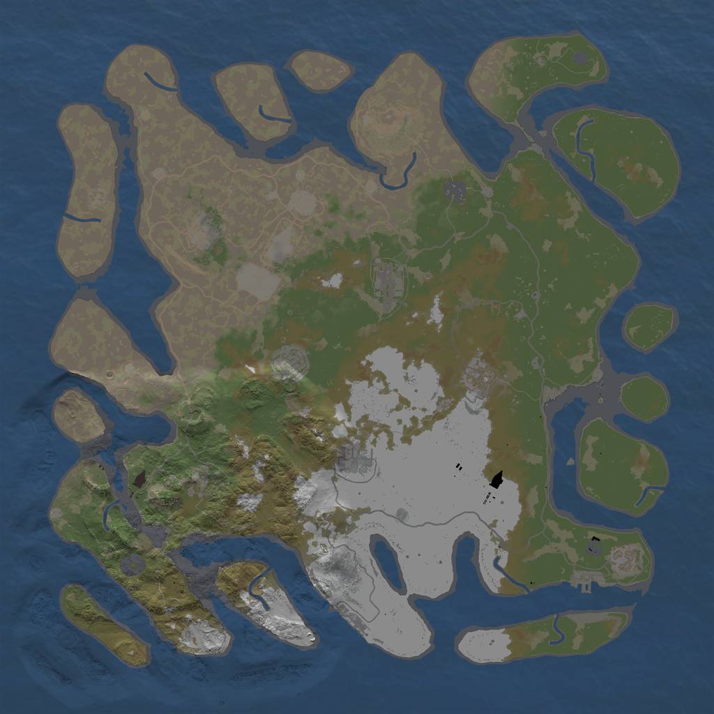 Rust Map: Procedural Map, Size: 4500, Seed: 246858, 16 Monuments