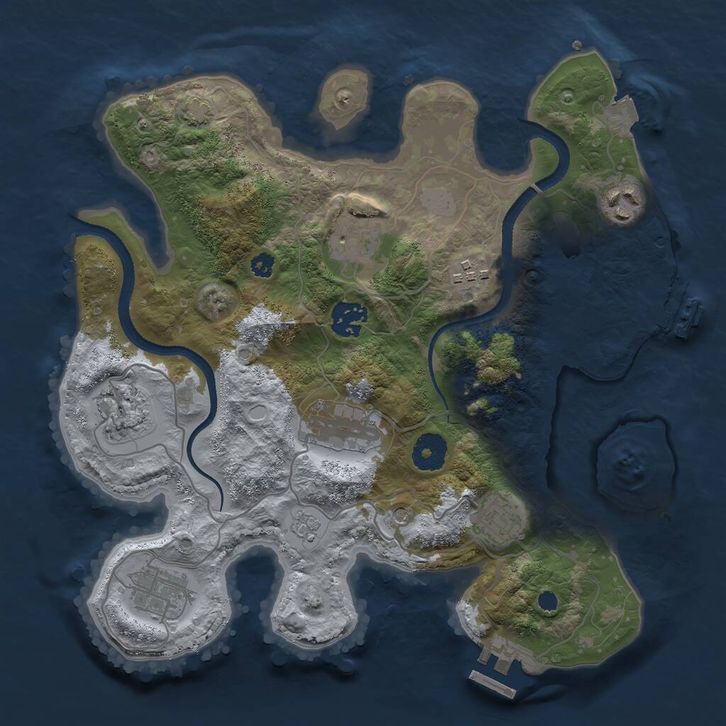 Rust Map: Procedural Map, Size: 3000, Seed: 911335, 14 Monuments