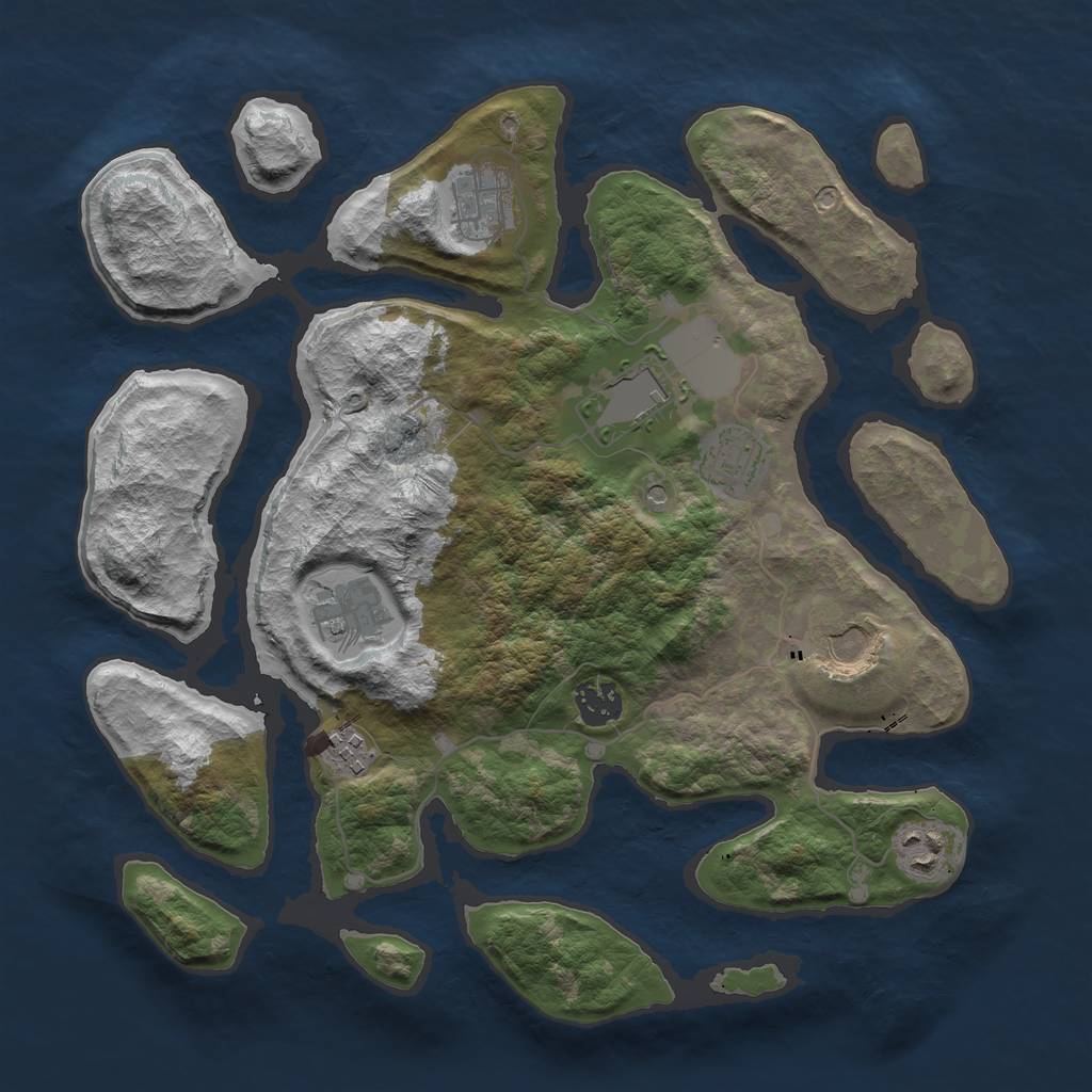 Rust Map: Barren, Size: 3500, Seed: 8989, 11 Monuments