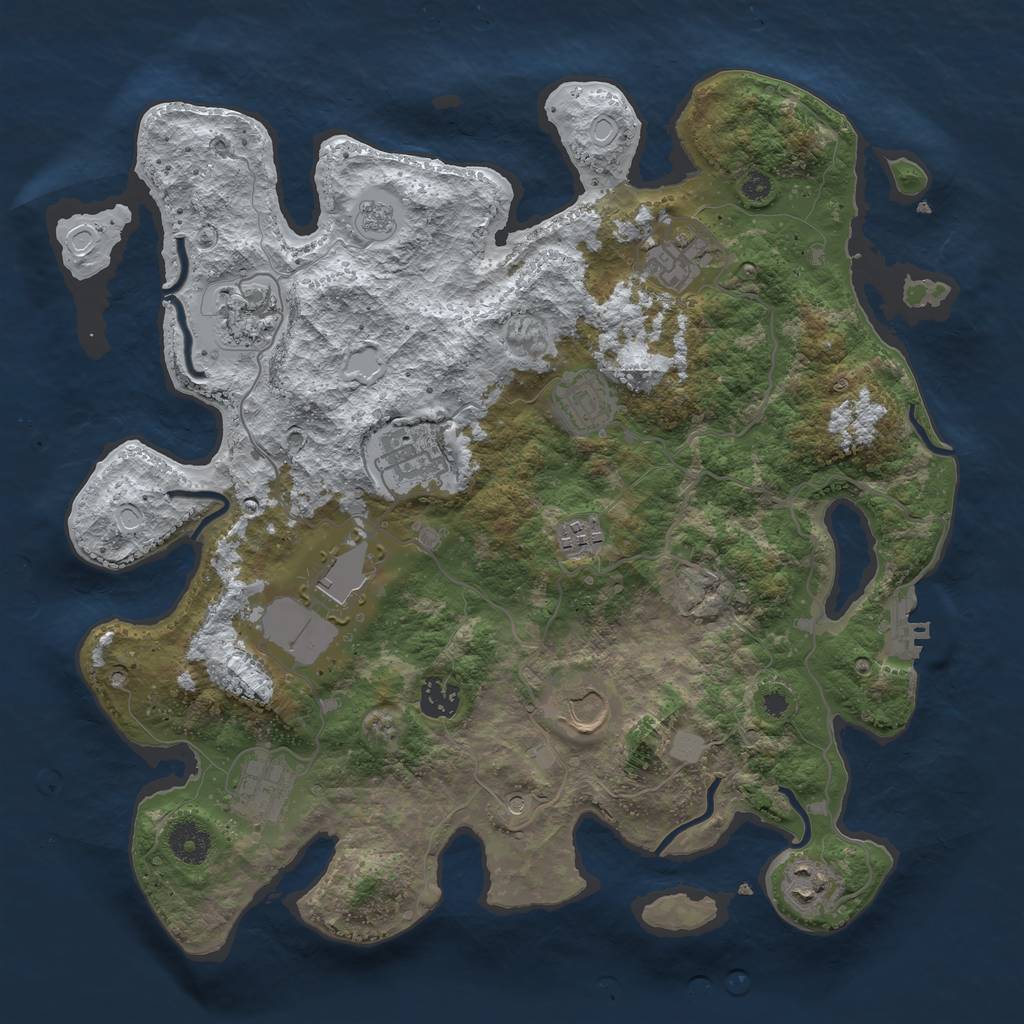 Rust Map: Procedural Map, Size: 3700, Seed: 3927498, 18 Monuments