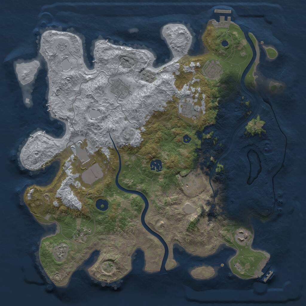 Rust Map: Procedural Map, Size: 3700, Seed: 3927498, 15 Monuments