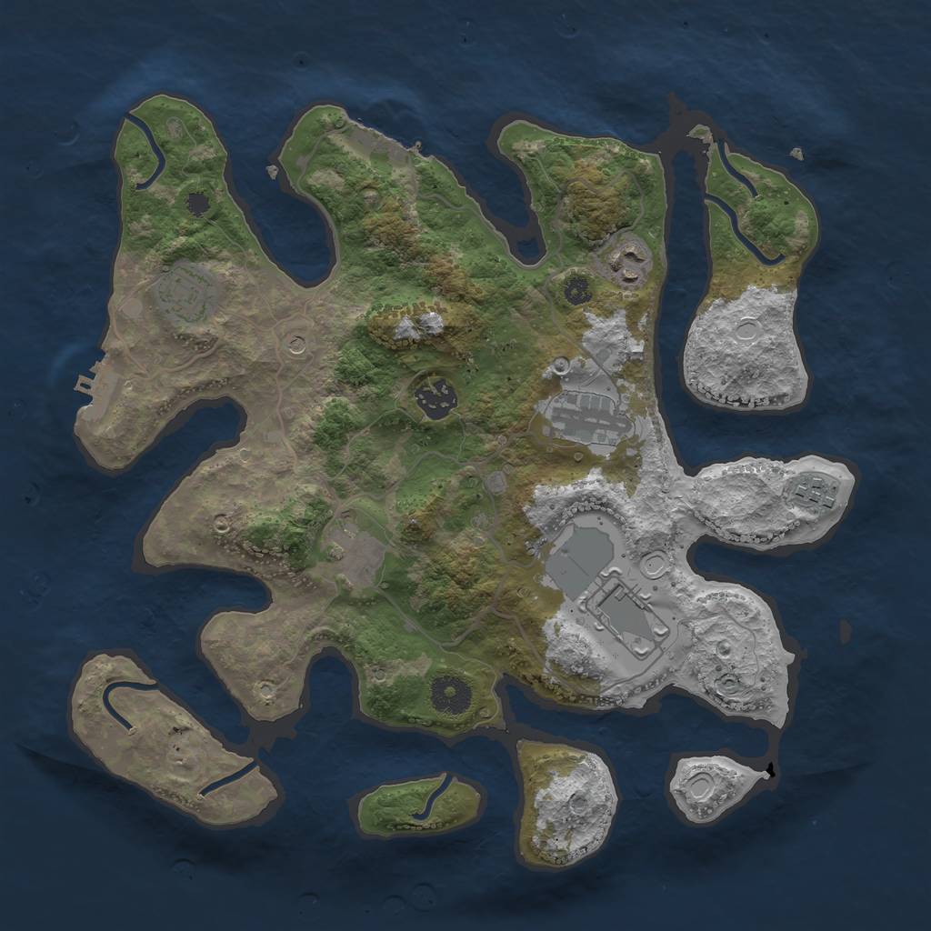 Rust Map: Procedural Map, Size: 3500, Seed: 462827, 18 Monuments