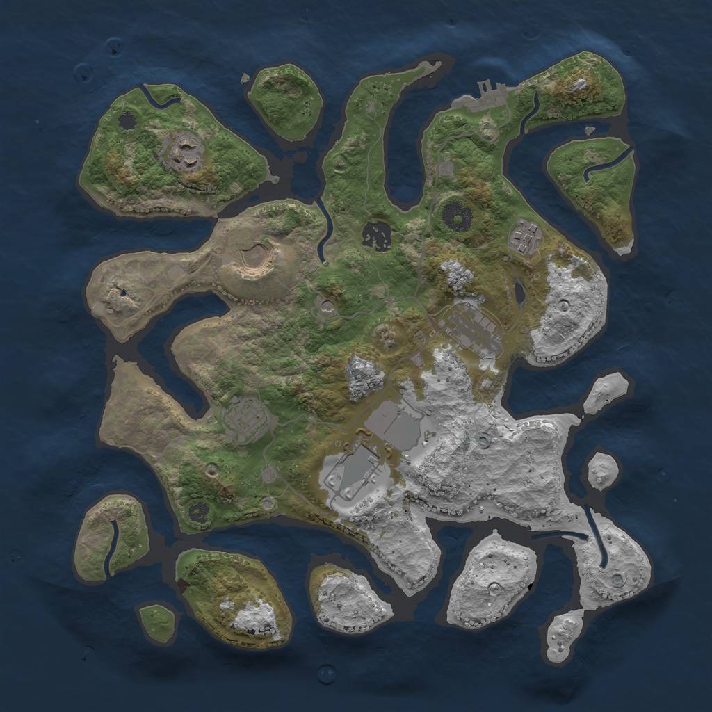 Rust Map: Procedural Map, Size: 3500, Seed: 30031984, 11 Monuments