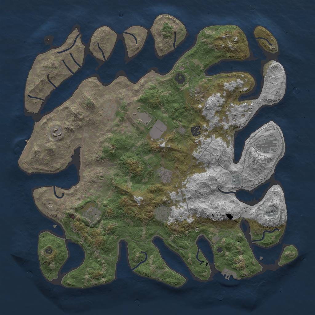 Rust Map: Procedural Map, Size: 4500, Seed: 696642993, 18 Monuments