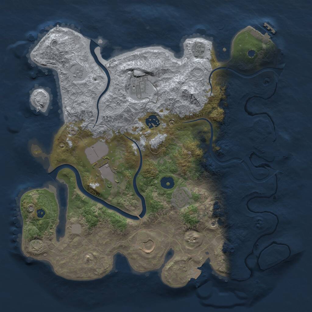 Rust Map: Procedural Map, Size: 3500, Seed: 374703, 12 Monuments