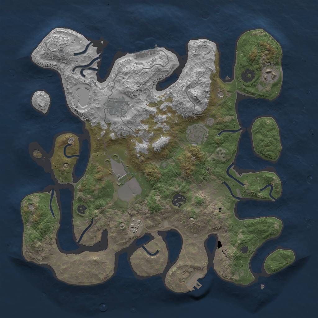 Rust Map: Procedural Map, Size: 3500, Seed: 374703, 17 Monuments