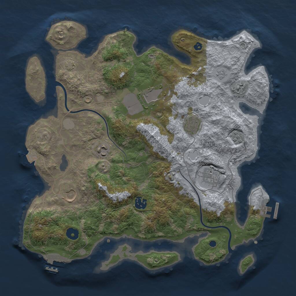 Rust Map: Procedural Map, Size: 3600, Seed: 26262165, 12 Monuments
