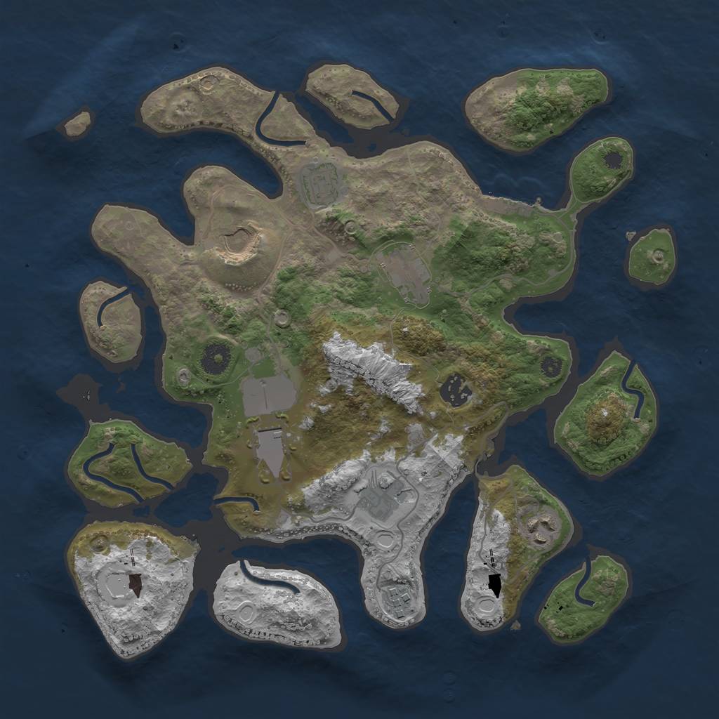 Rust Map: Procedural Map, Size: 3500, Seed: 295060, 14 Monuments