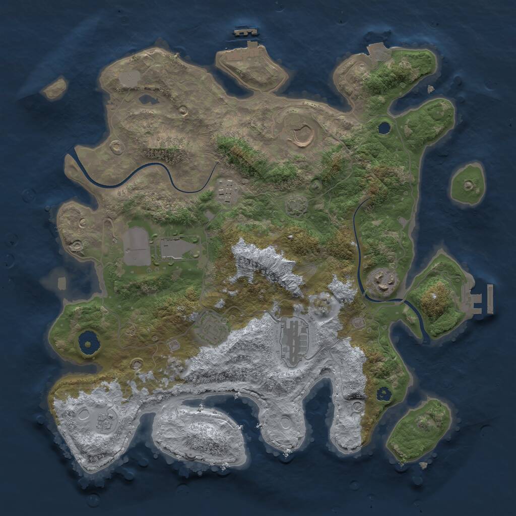 Rust Map: Procedural Map, Size: 3500, Seed: 295060, 12 Monuments