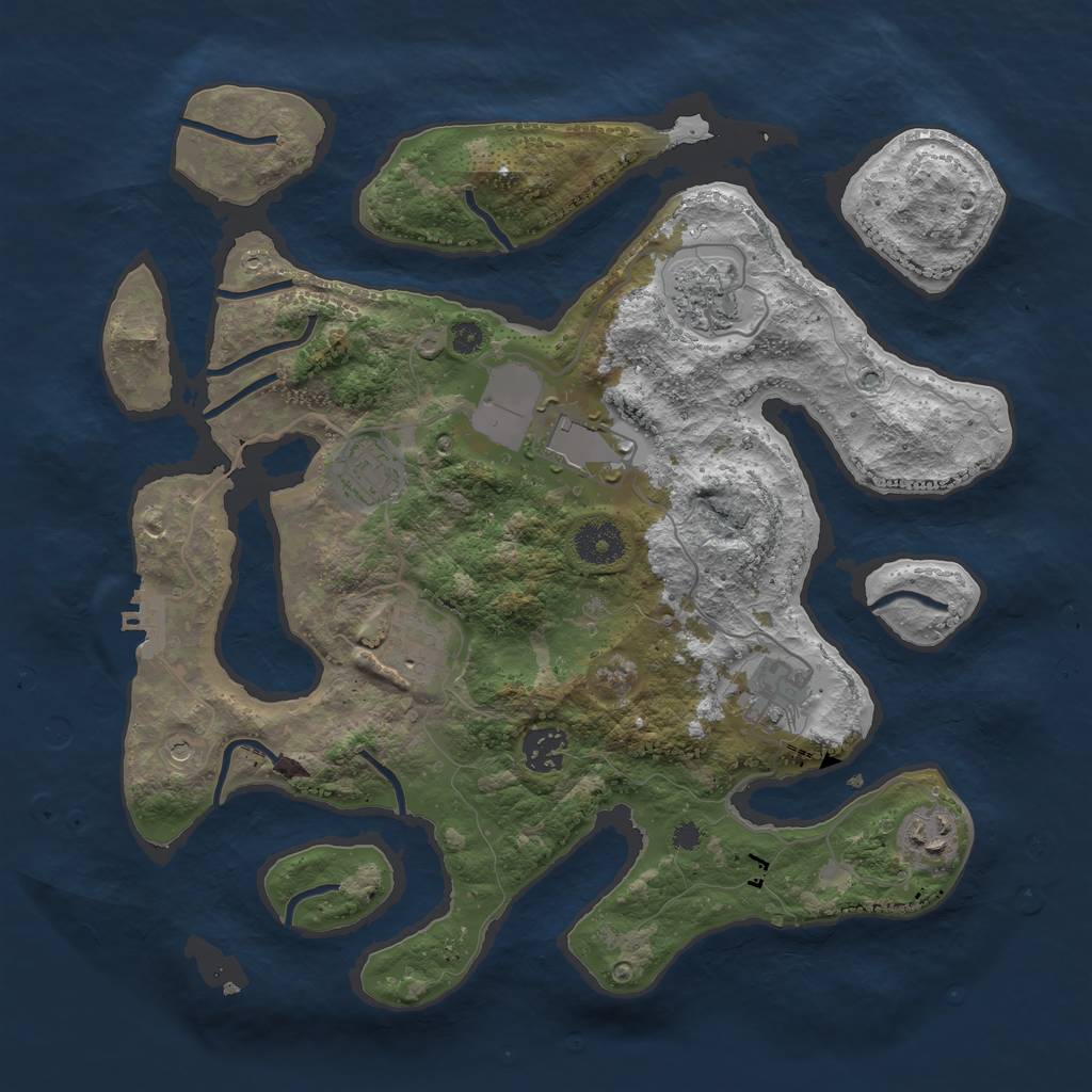 Rust Map: Procedural Map, Size: 3500, Seed: 45469, 11 Monuments