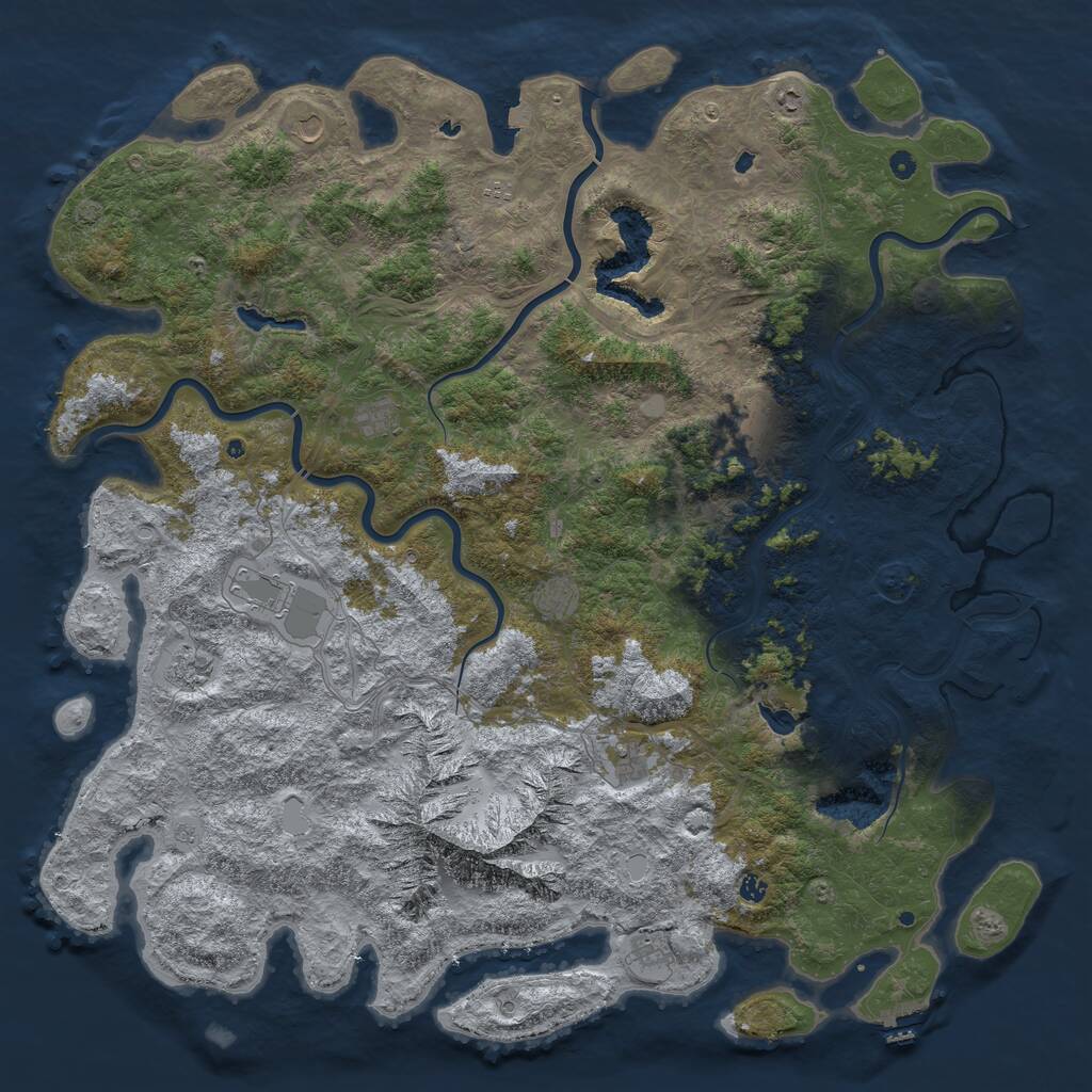 Rust Map: Procedural Map, Size: 6000, Seed: 1401857945, 19 Monuments