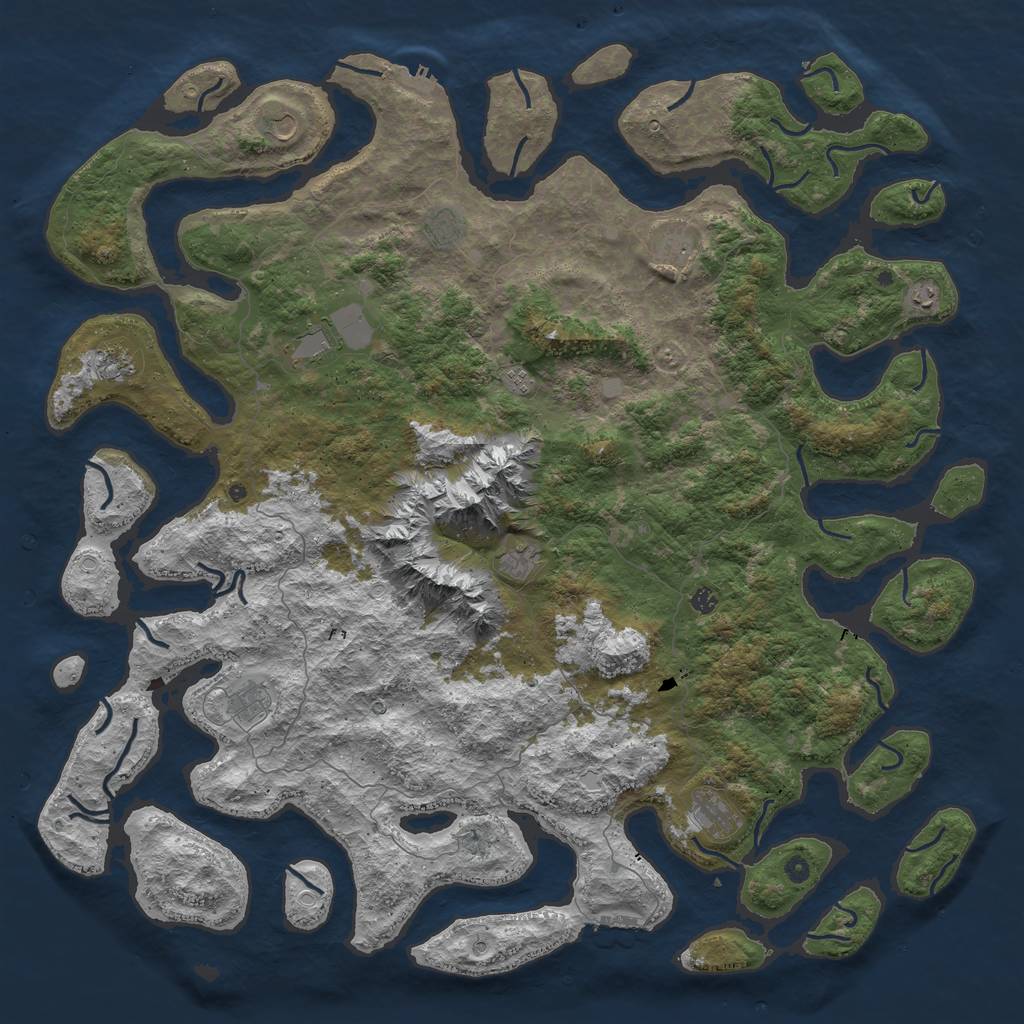 Rust Map: Procedural Map, Size: 6000, Seed: 1401857945, 19 Monuments