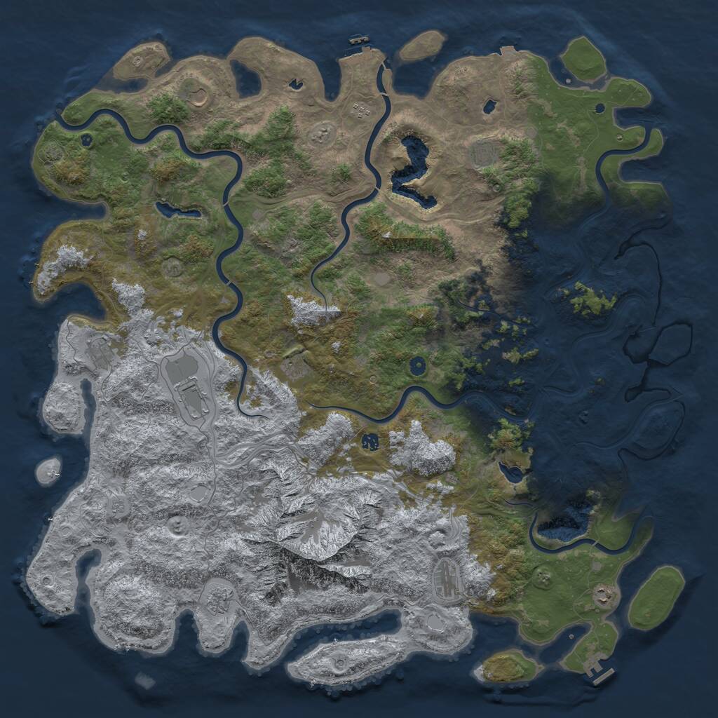 Rust Map: Procedural Map, Size: 6000, Seed: 1401857945, 17 Monuments