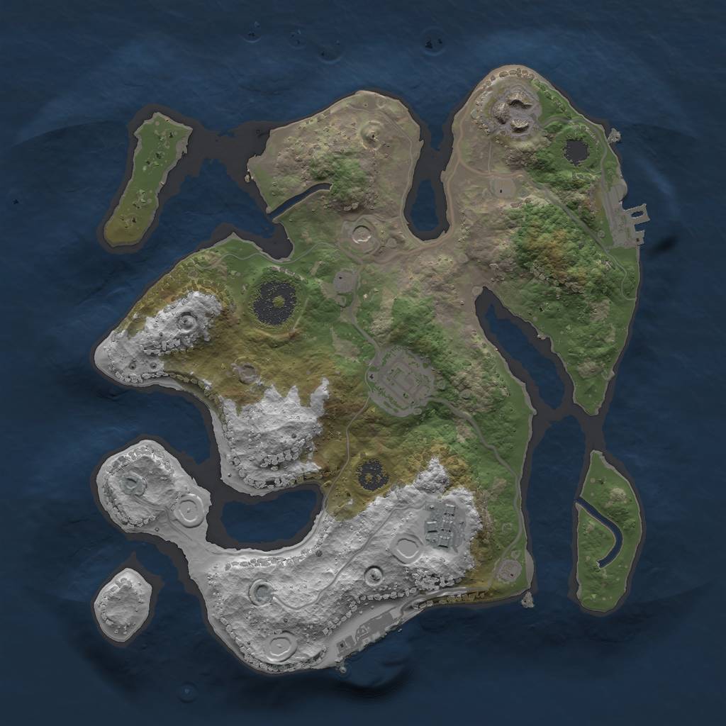 Rust Map: Procedural Map, Size: 2500, Seed: 1253, 11 Monuments